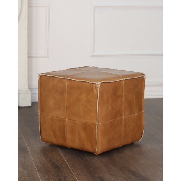 Leather on sale cube pouf